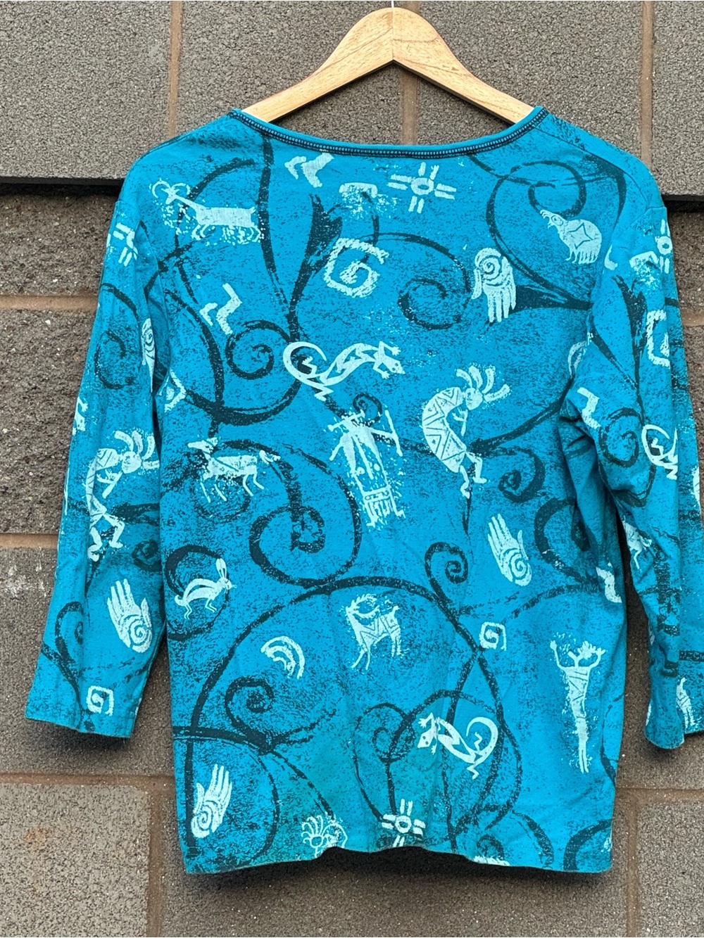 Women’s Vintage Y2K Cactus Bay Southwestern Petroglyph Print 3/4 Sleeve XL - Picture 2 of 6